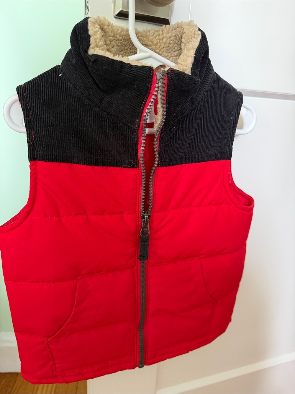 Carter's Red and Black Puffer Vest with Sherpa Collar